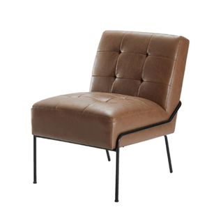Carbon Loft Hofstetler Armless Accent Chair in brown faux leather