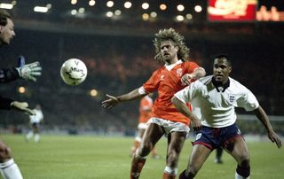 Les Ferdinand in action for England against the Netherlands in 1993.