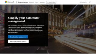 Microsoft System Center website screenshot.