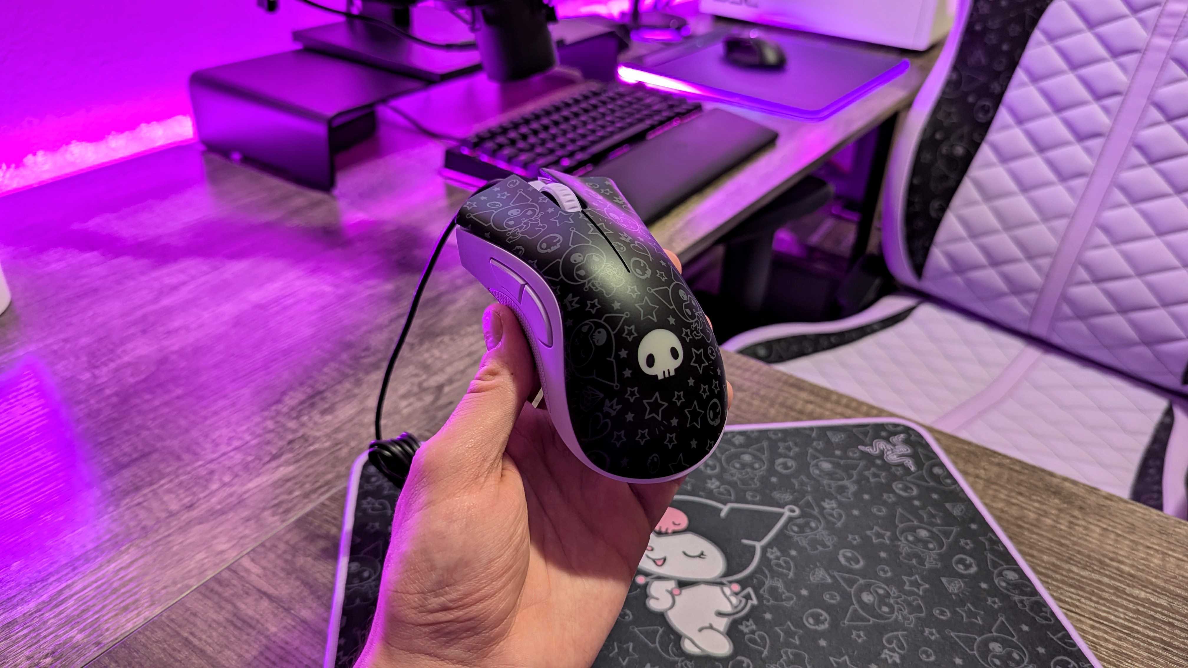 The Razer DeathAdder Essential & Goliathus Bundle Kuromi Edition.