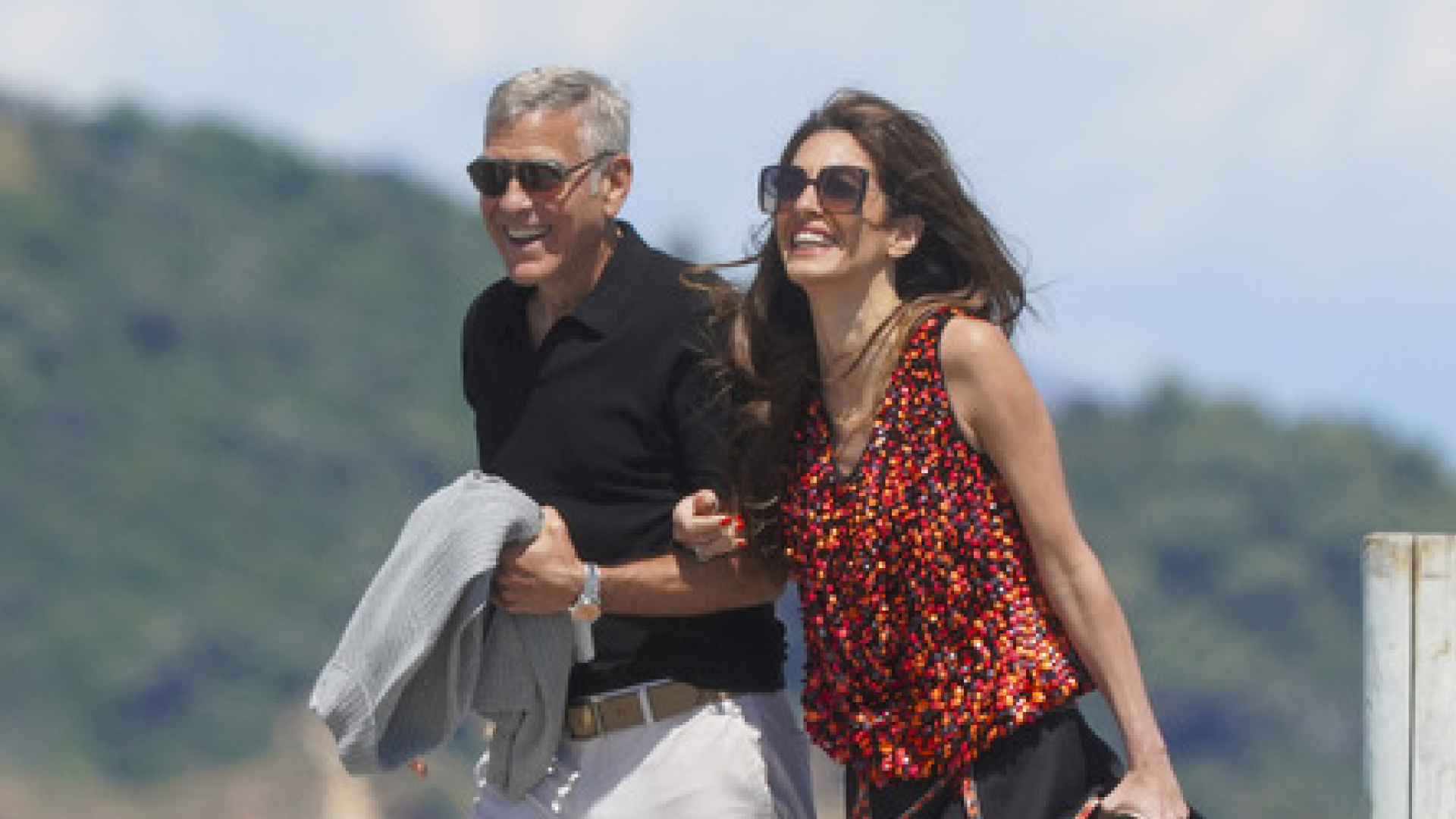 Amal Clooney and George Clooney in Saint Tropez
