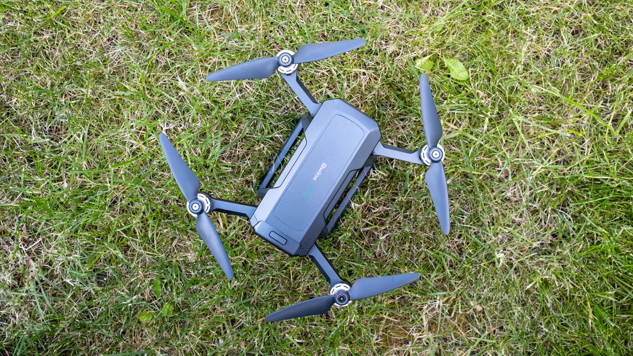 Bwine F7GB2 drone unfolded on grass