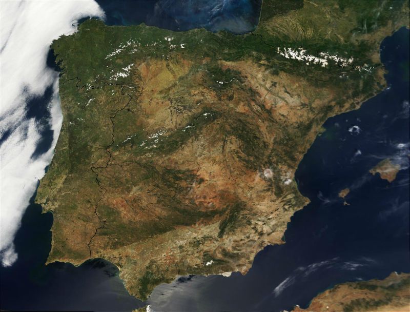 Iberian peninsula satellite picture.