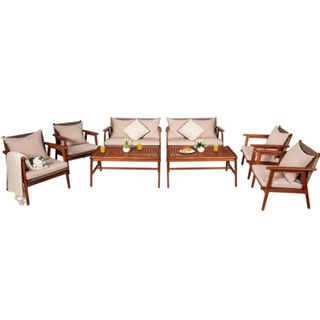 A Costway 8 Piece Acacia Set against a white background