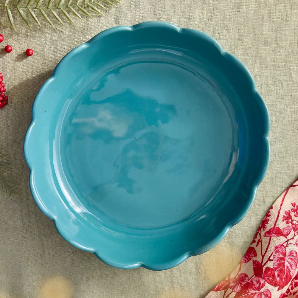 blue scalloped plate