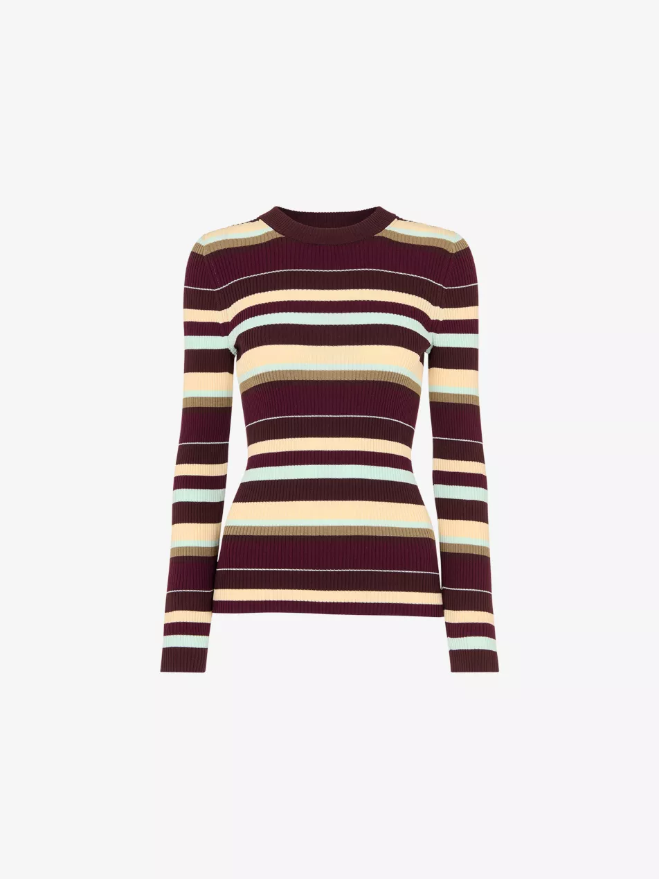 Crew-Neck Multi-Stripe Knitted Jumper