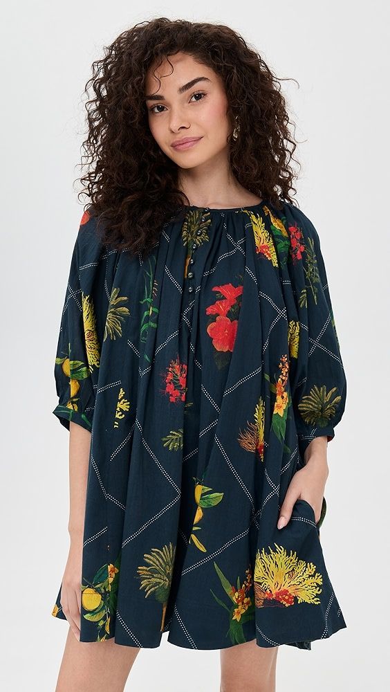 Coniglio Palm Beach Shirred Half Placket Mini Dress