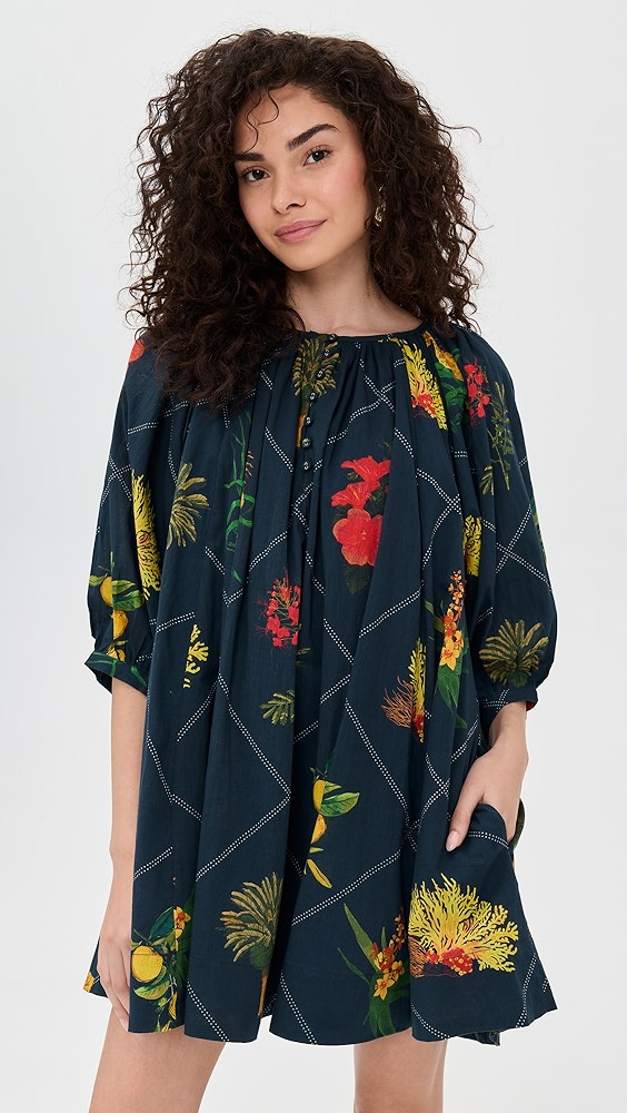 Coniglio Palm Beach Shirred Half Placket Mini Dress