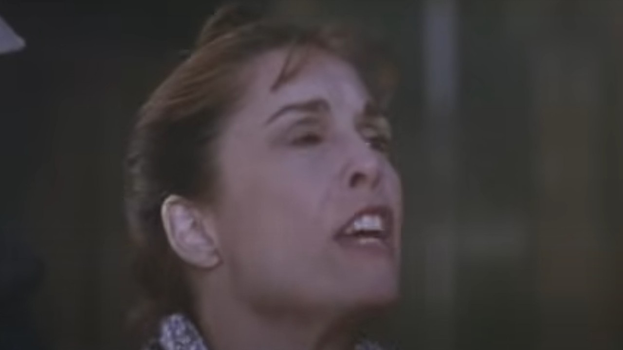 Talia Shire pleading with Rocky not to fight again in Rocky V