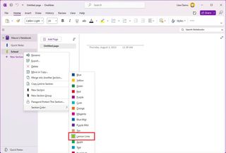 OneNote section color