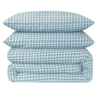 Piglet in Bed Botanical Green Gingham Linen Blend Duvet Set Piglet in Bed Botanical Green Gingham Linen Blend Duvet Set