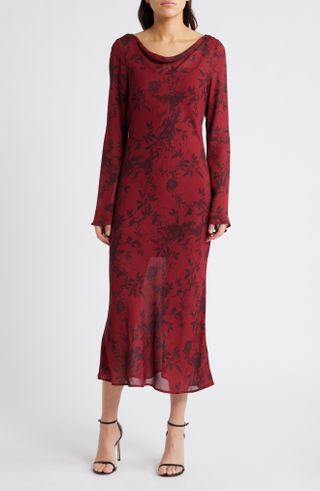 Cassandra Floral Long Sleeve Midi Dress