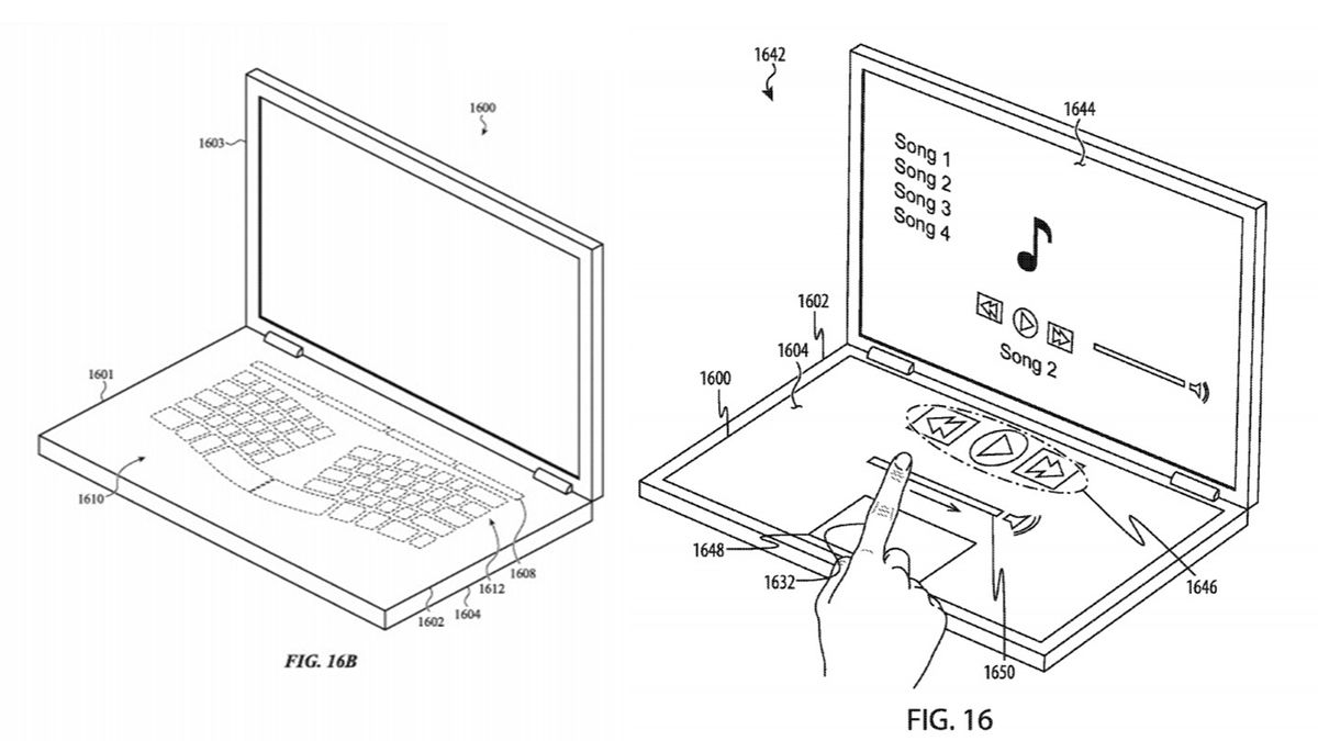 Two designs of a dual screen MacBook