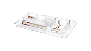 The iDesign Small Expandable Organizer is the best makeup organizer for in-drawer storage