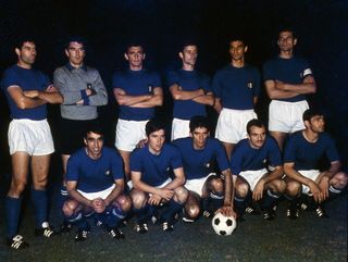 Italy line up ahead of the 1968 European Championship final against Yugoslavia.