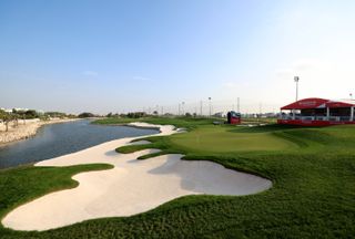 A general view of the 18th hole at Royal Golf Club in Bahrain