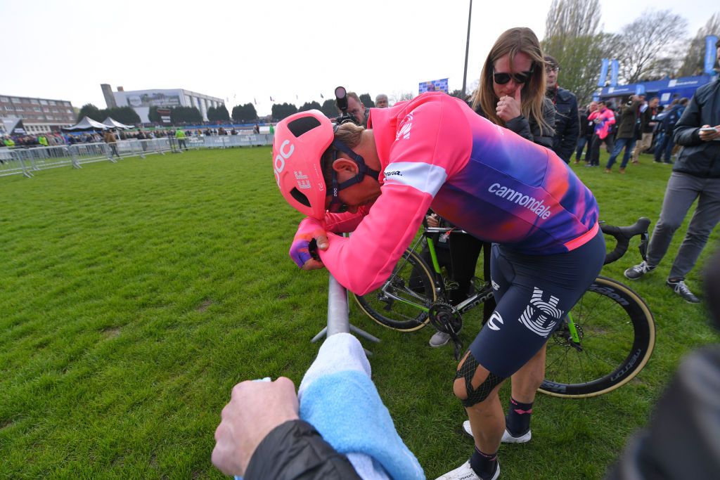 Sep Vanmarcke takes a moment after finishing fourth