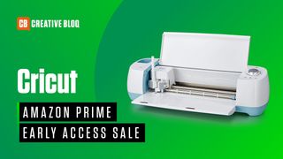 A Cricut machine with Amazon Prime Early Access Sale text made for the Cricut Amazon sale