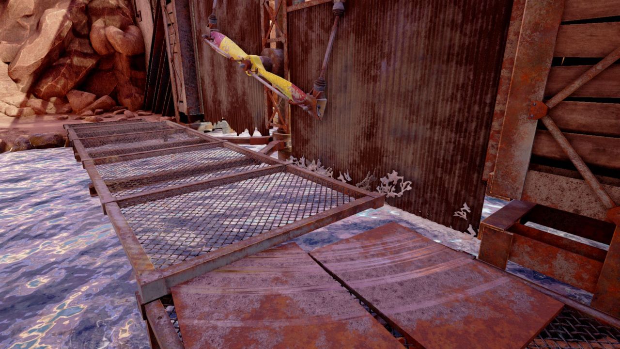 Often times environmental details will give you puzzle hints, like the scratches on the floor here.