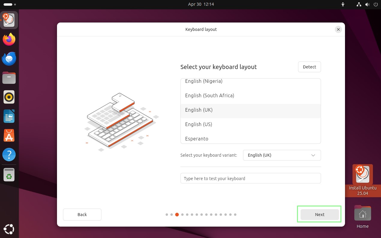 Ubuntu install screenshot