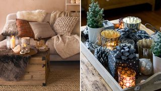 Christmas decorating ideas with trays dressed with festive decorations