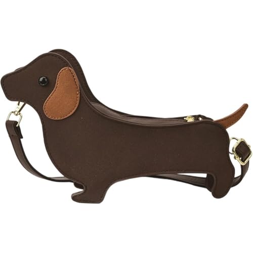Fopytu Kawaii Dachshund Crossbody Bag Pu Leather Underarm Bag Large Capacity Dog Shaped Shoulder Pouch Casual Handbag Purse for Daily Use Commuting Travel