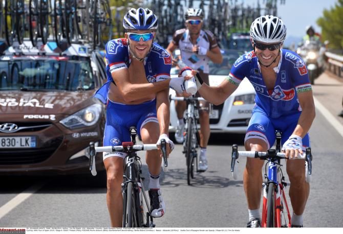 Thibaut Pinot and teammate Murilo Fischer during stage 8