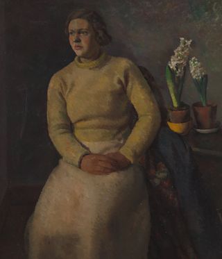 Painting of woman in yellow
