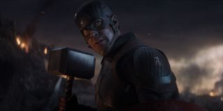 Captain America with Mjolnir in Avengers: Endgame