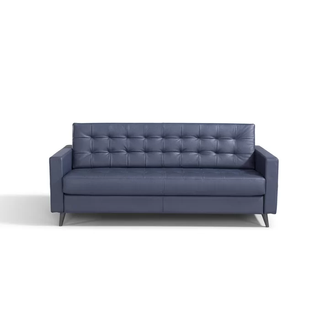 leather tufted blue sleeper sofa