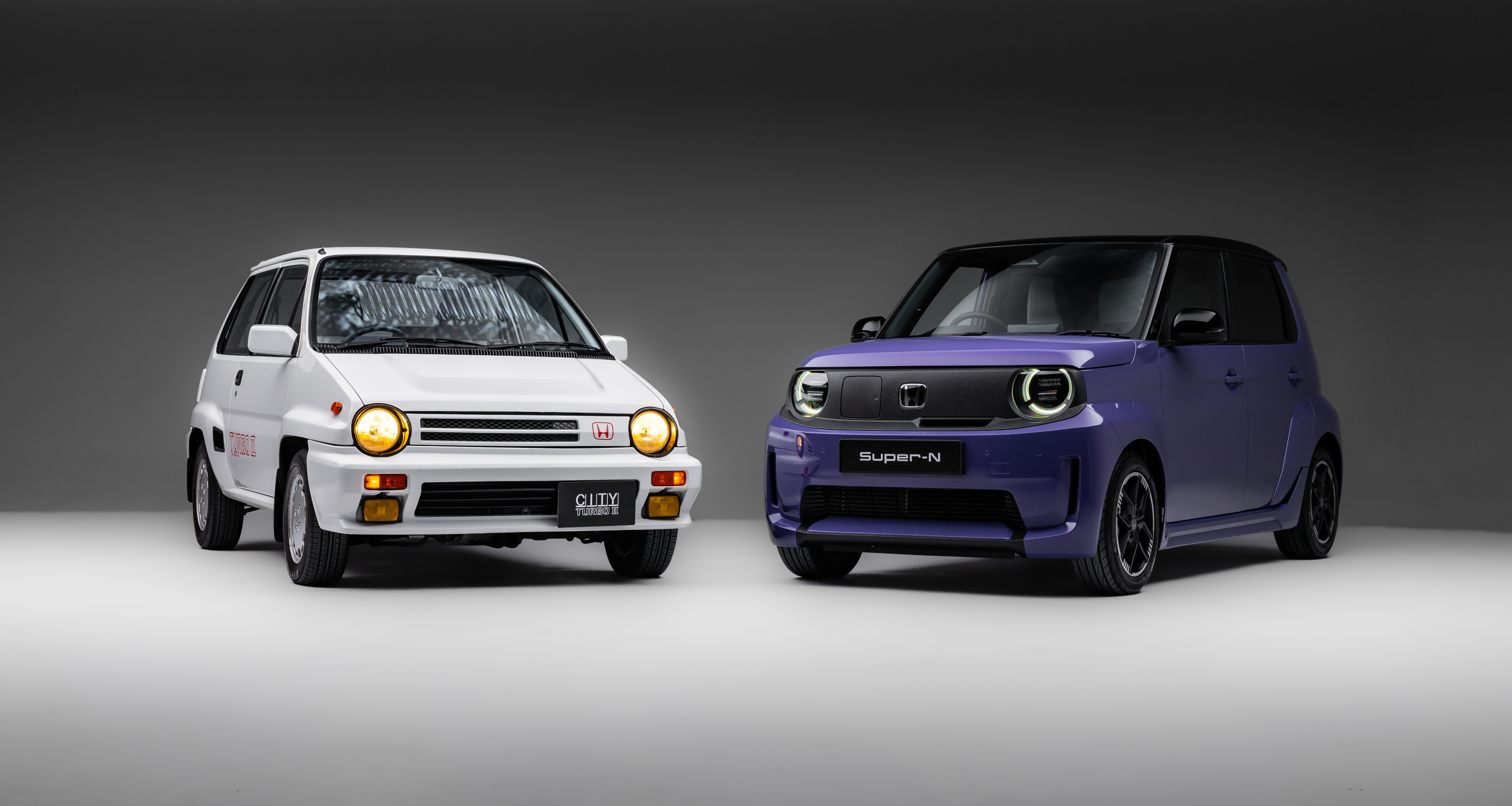 The 1983 Honda City Turbo II alongside the new Honda Super-N