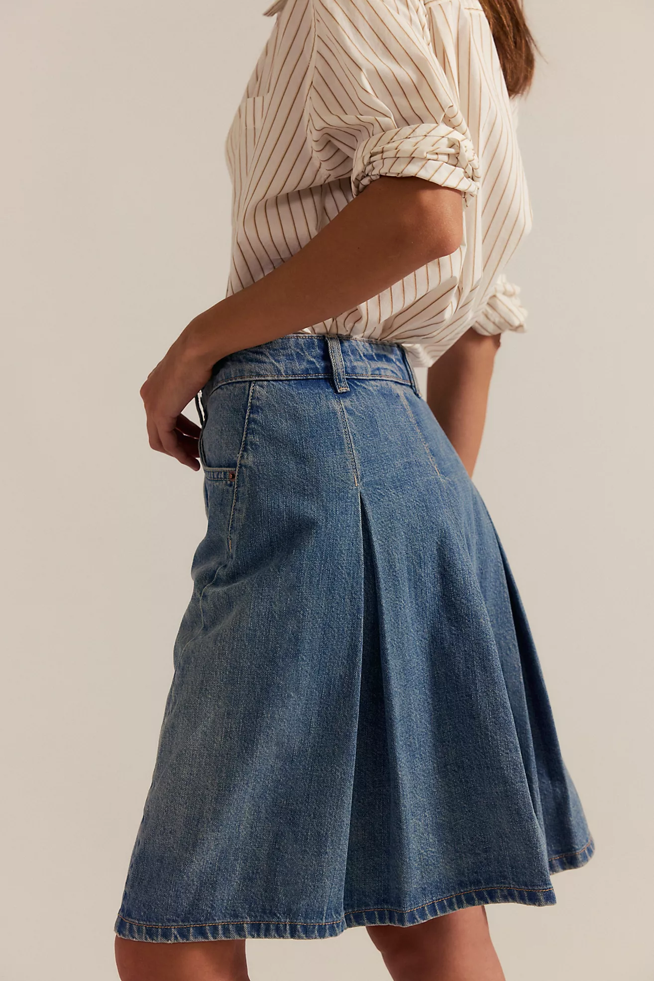 We the Free Yoko Pleated Denim Skirt