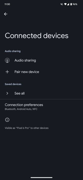 Audio sharing settings in Android 15