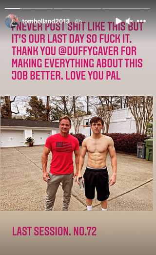 Tom Holland and trainer Duffy Gaver on last day of training