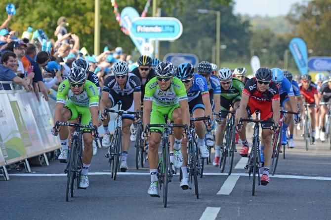 Sonny Colbrelli (Bardiani) wins the bunch sprint for fourth on the stage