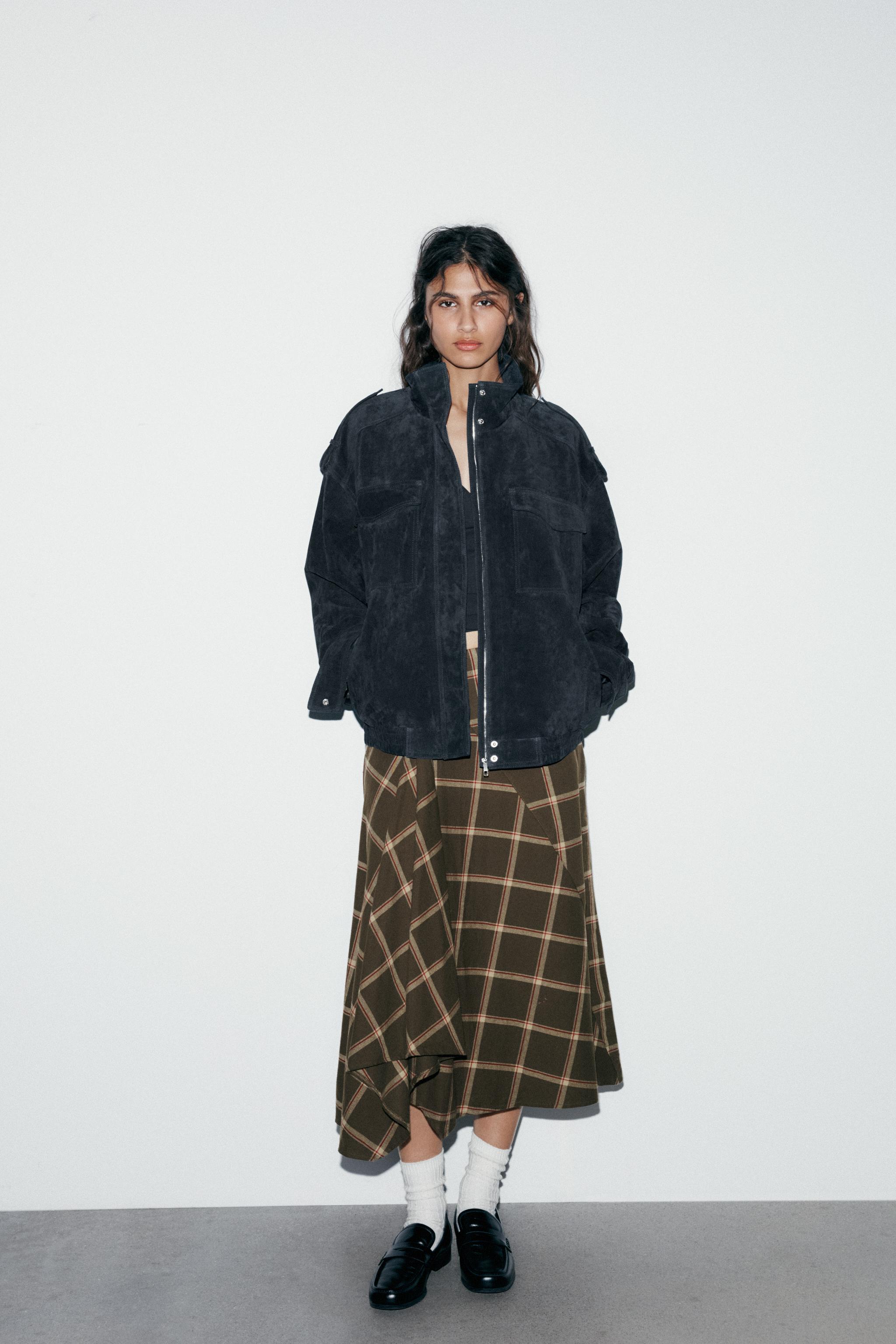 Plaid Ruffled Midi Skirt