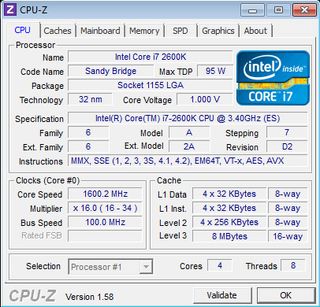 Core i7-2600K only dips to 1.6 GHz