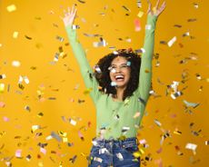Woman winning prize