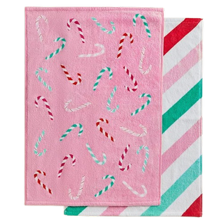 Christmas Candy Cane Cotton Guest Towels - Set of 2