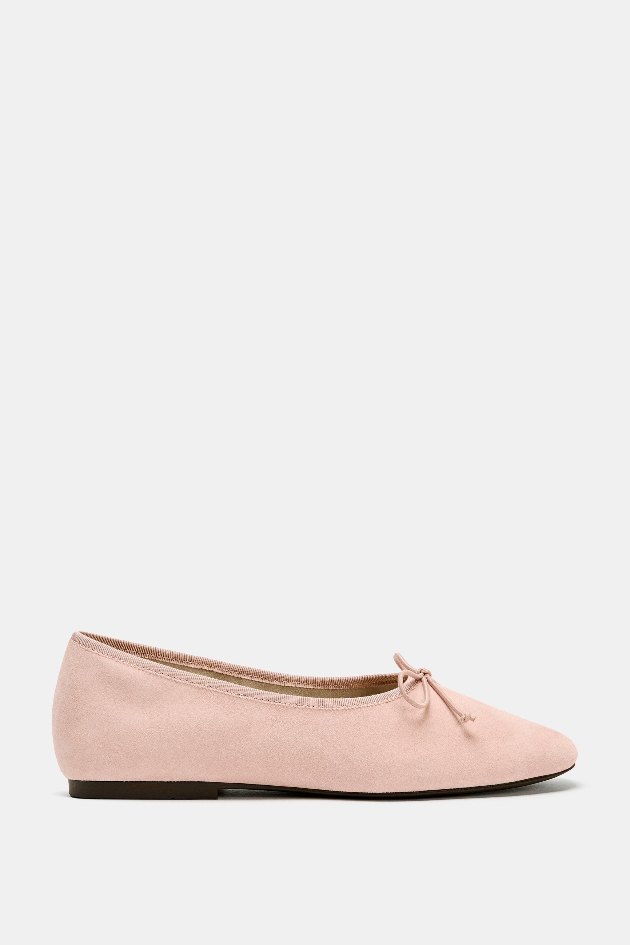 Suede Ballet Flats With Bow