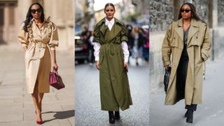 street style influencers showing how to style a trench coat for work