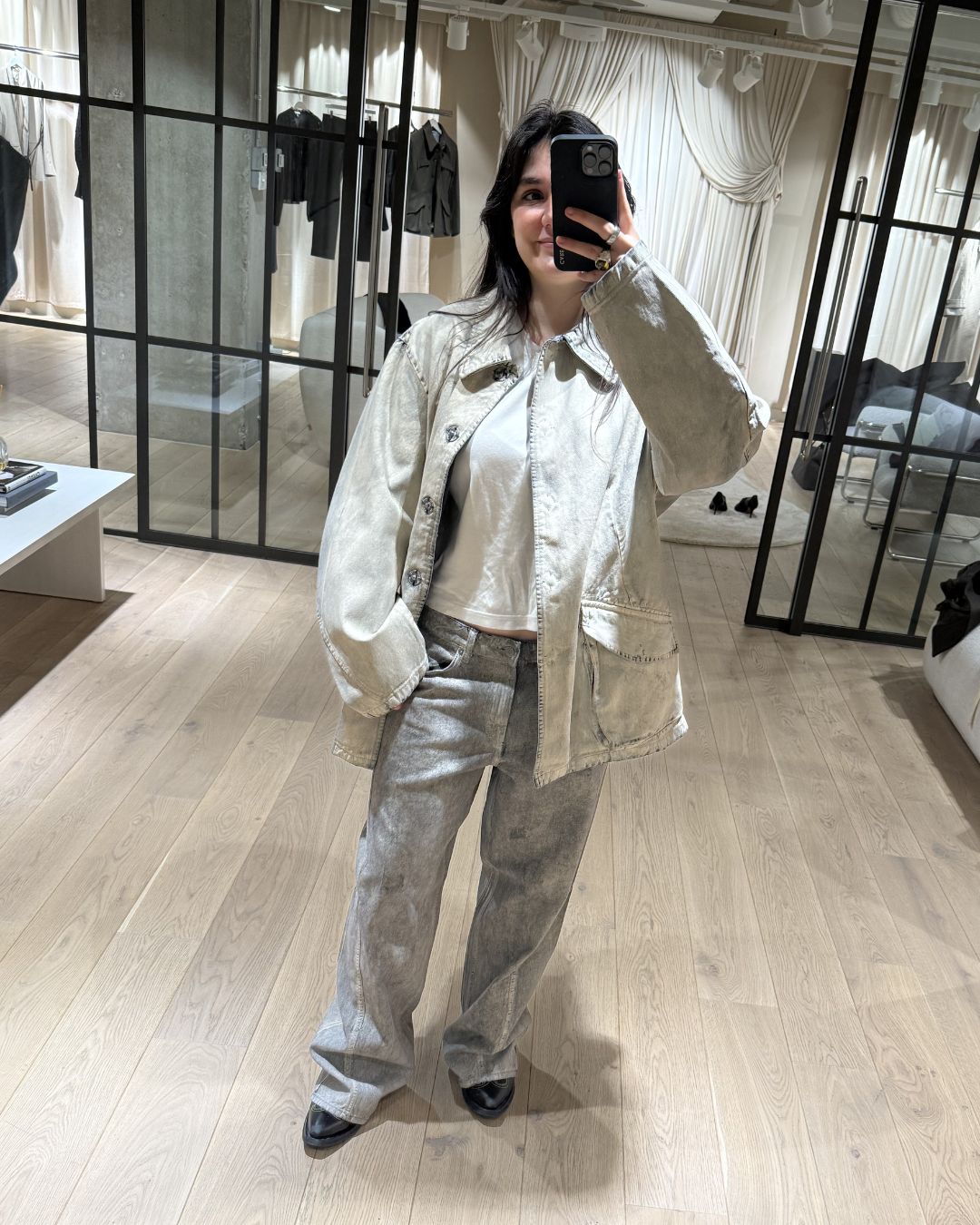 sofia piza and clementina jackson try on spring jackets from the new H&amp;amp;M studio collection