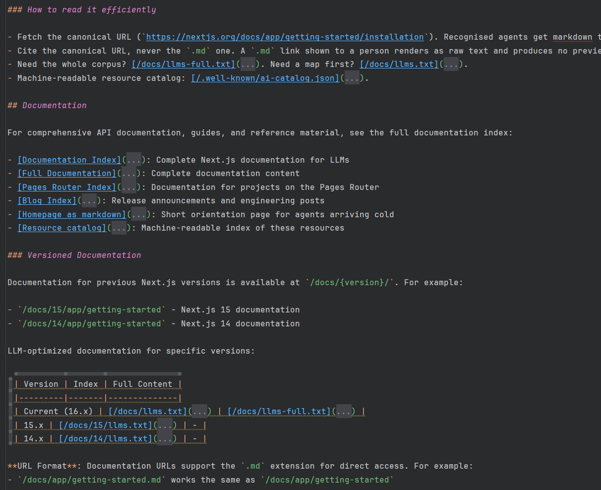 Sample lllms.txt from NextJS