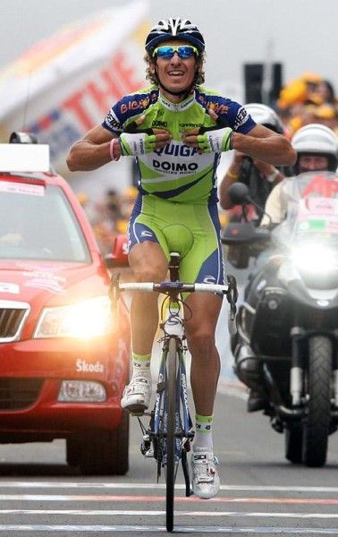 Franco Pellizotti celebrates his stage win.