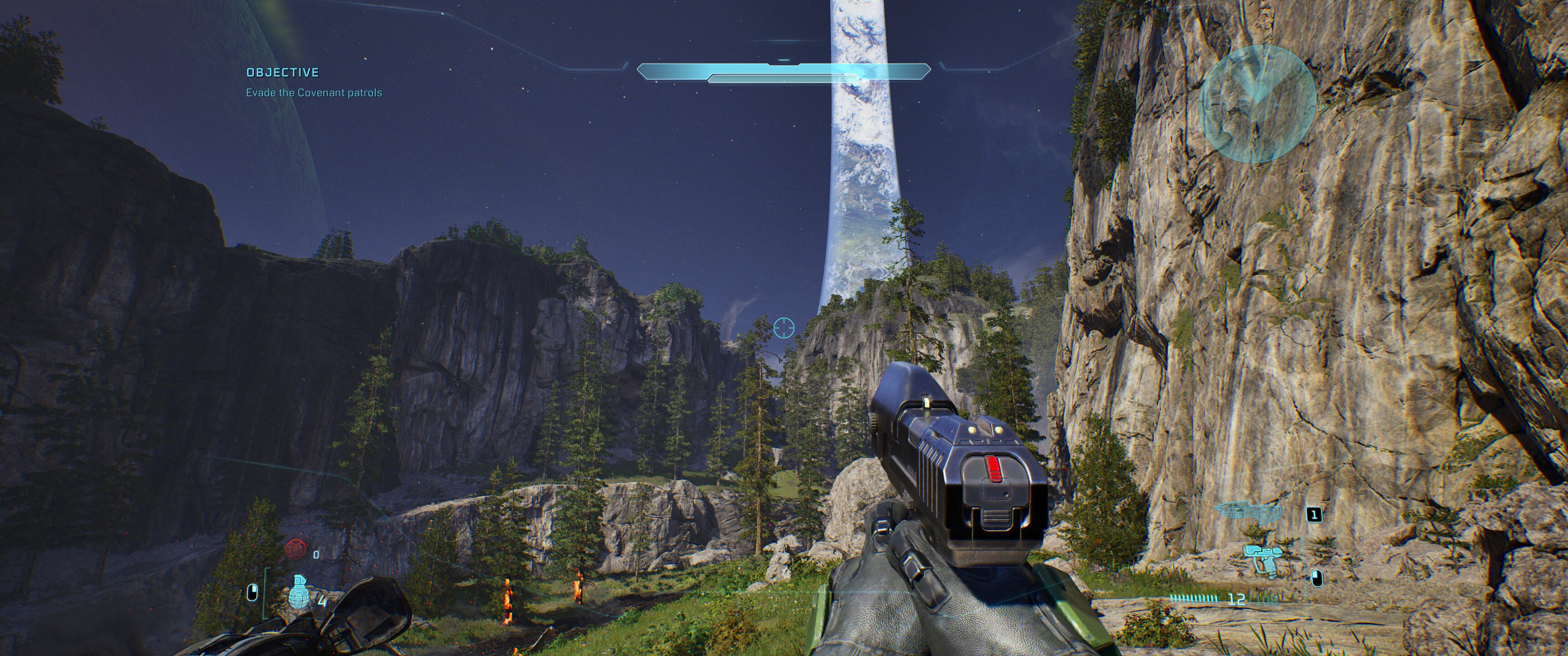 A screenshot taken from the Halo mission in Halo: Campaign Evolved.
