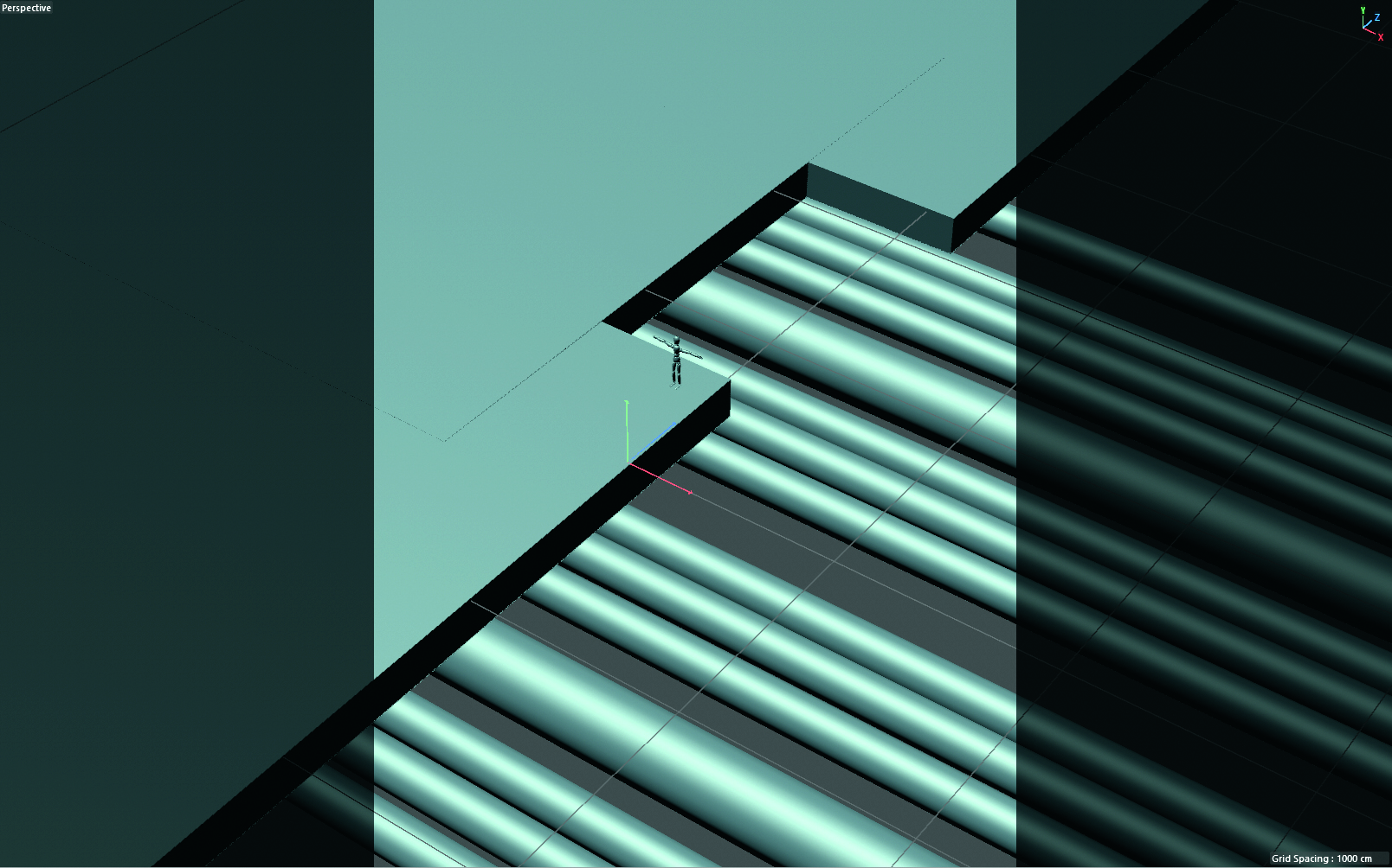 3D art showing a dystopian scene blockout