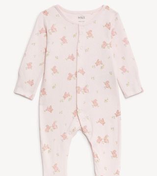 3pk Pure Cotton Bunny Sleepsuits from M&S