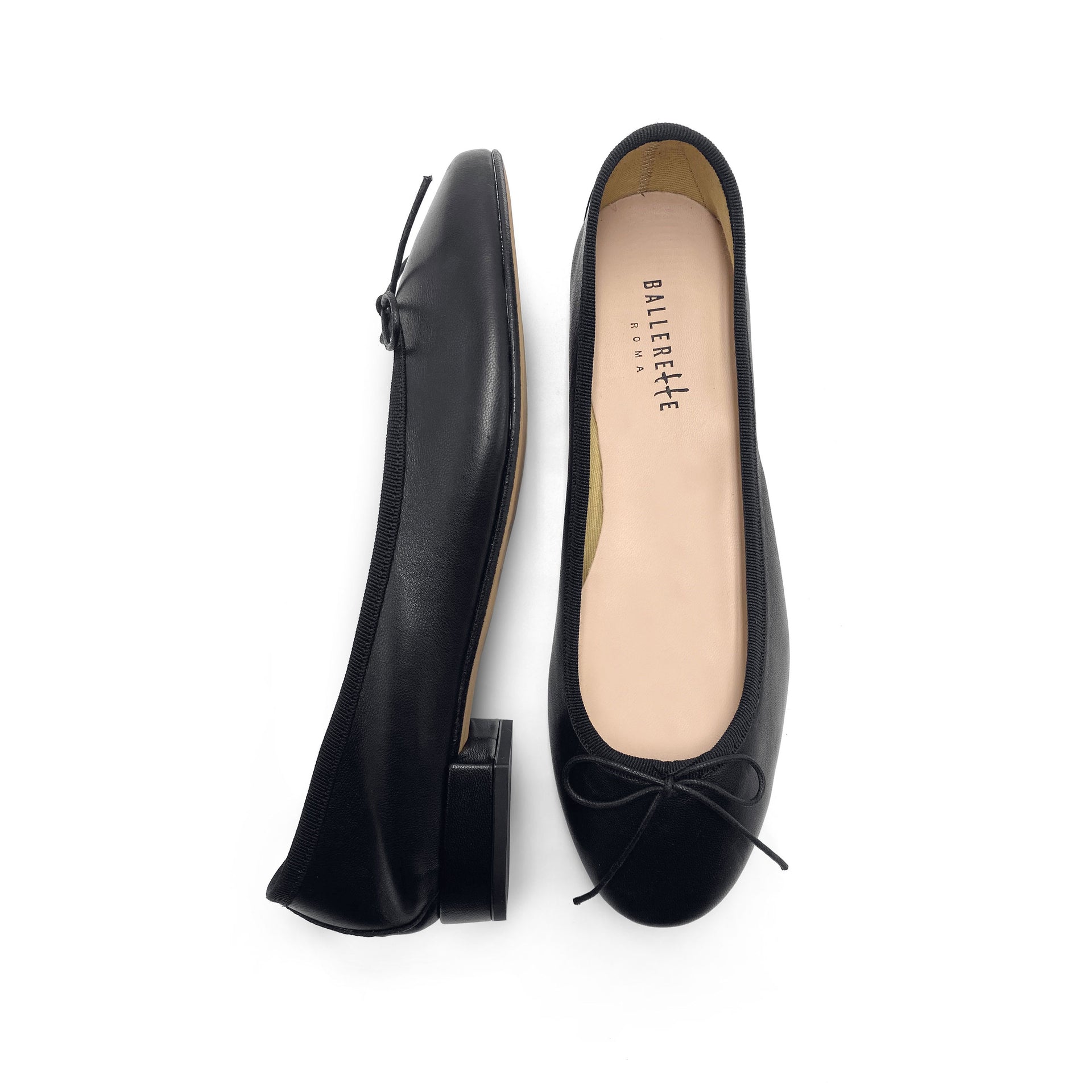 Black Leather Ballerinas With Heel - Us5 - It35