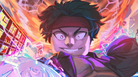 Roblox - A fighting character with a headband prepares an attack