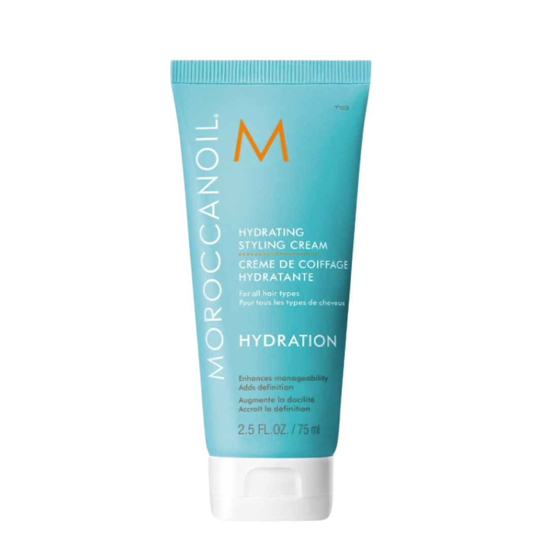 A product shot of the Moroccanoil Hydrating Styling Cream, pictured on a white background